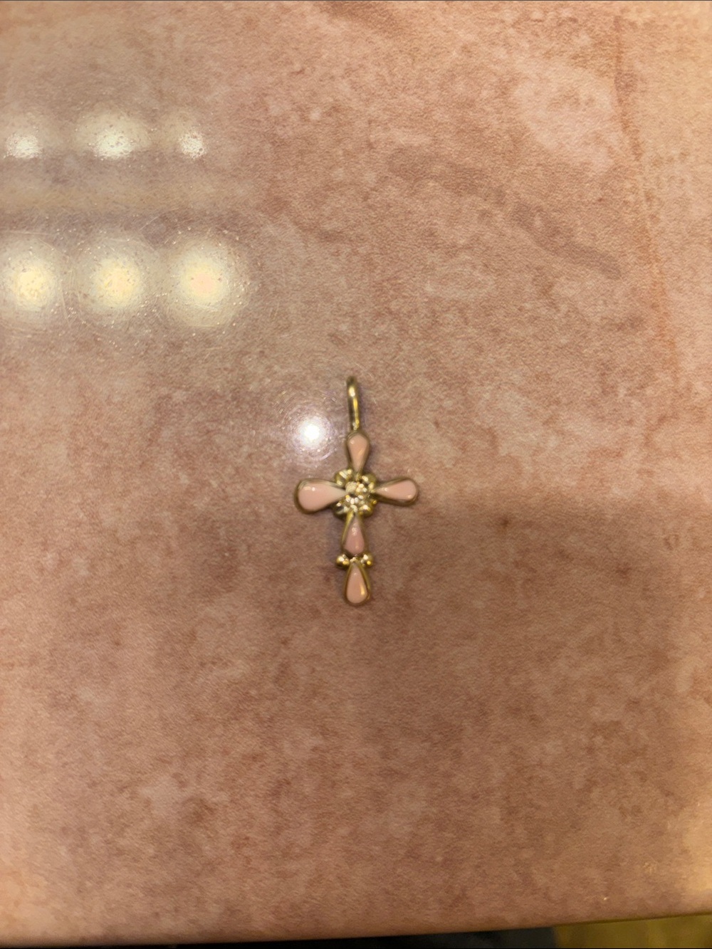 Native American Made Pink Conch and Sterling Silver Cross Pendant - Bryce Vacit